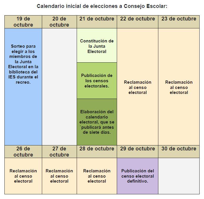 Consejo Escolar Calendario Inicial